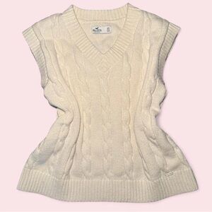 Hollister Cream Cable-Knit V-Neck Sweater Vest, Size XS